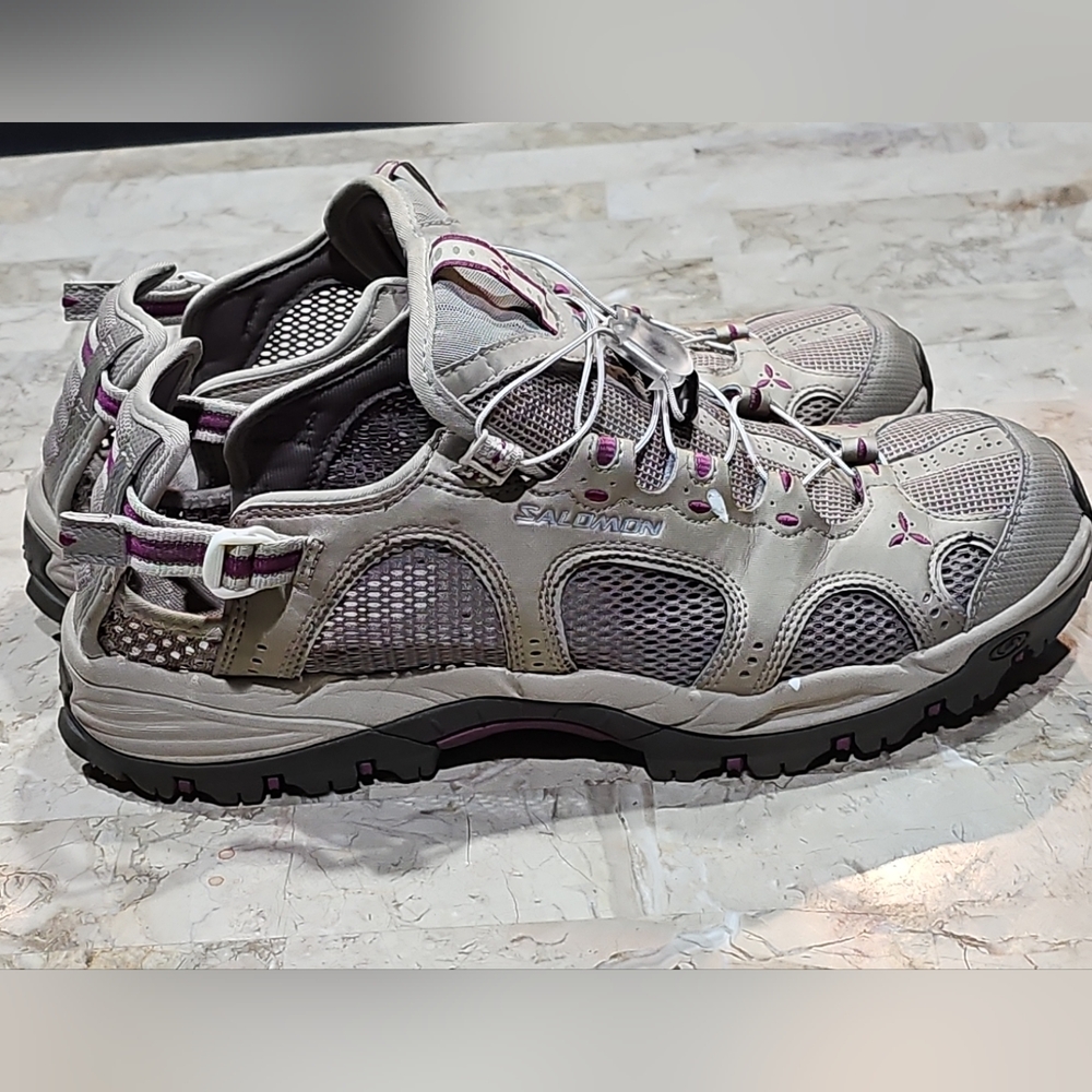 Salomon Women's Outdoor Hiking Shoes - Gray and Purple